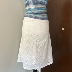 Vintage 2000s Smart Set White Eyelet A-Line Skirt
